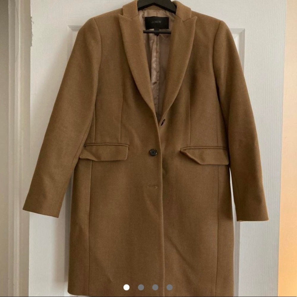 J Crew camel wool parke top coat